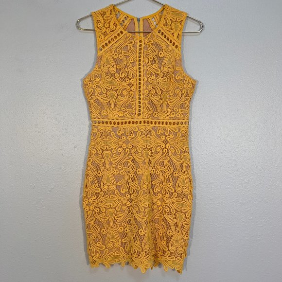 Lulu’s Dream Life Yellow Lace Bodycon Dress - Picture 2 of 8